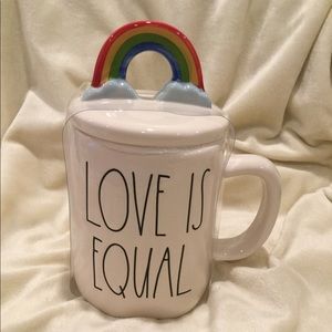 🌈 Rae Dunn LOVE IS EQUAL Mug Rainbow Topper NEW!